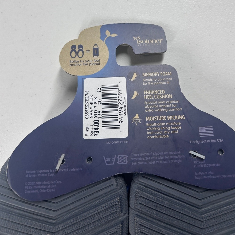 Isotoner Womens Blue Other Style 8553K Flip Flop Slippers Size Medium (7.5-8)NEW - Picture 7 of 8